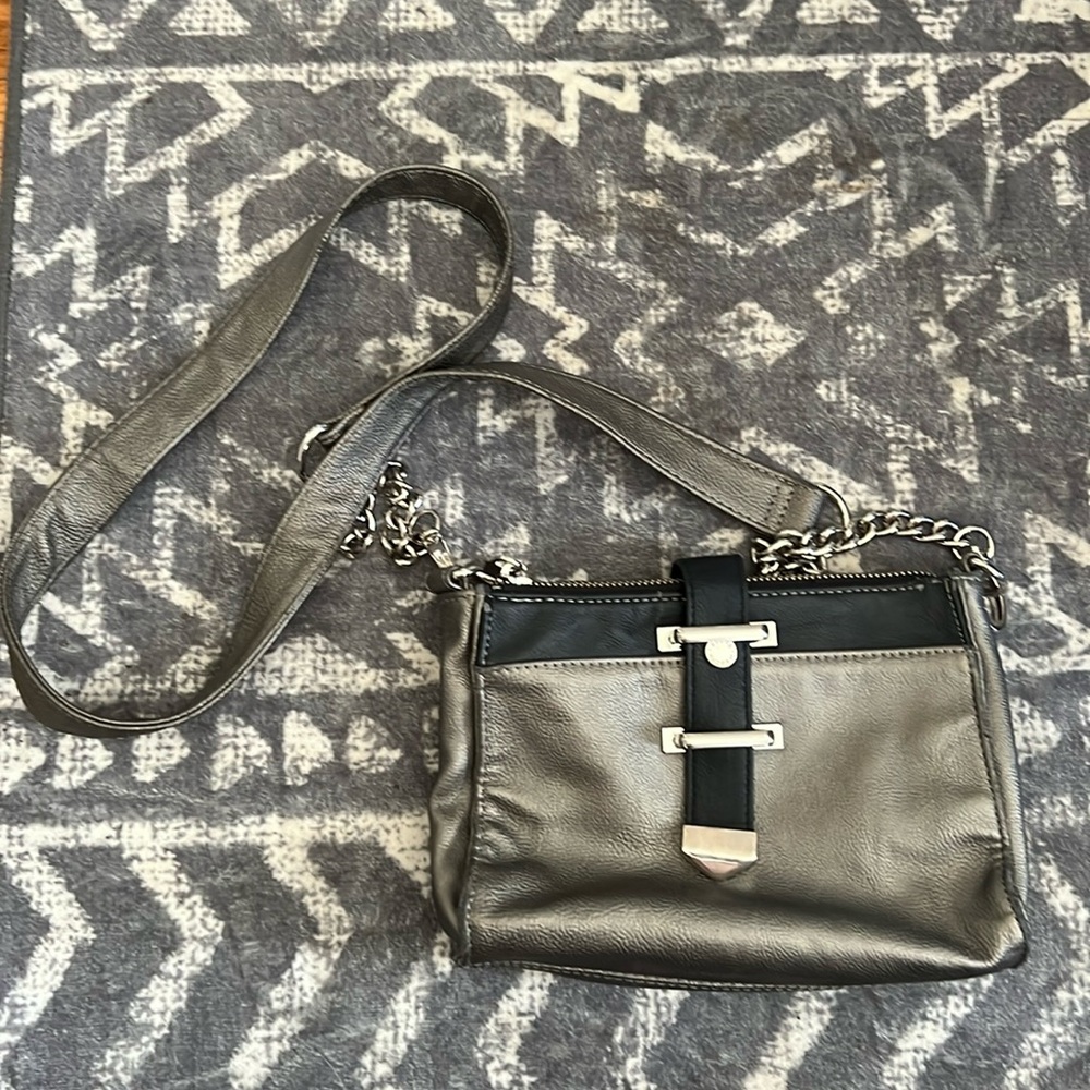 Steve Madden Silver and Black Crossbody
